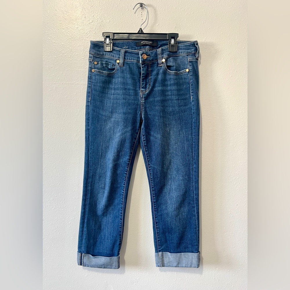Liverpool 'The Crop' Medium Wash Cuffed Jeans - Size 28/6P - Picture 6 of 13